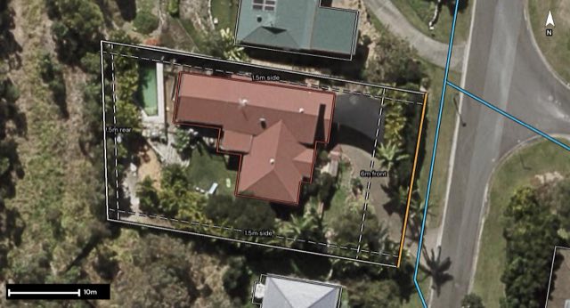 Aerial of 7 Mahogany Court, Beenleigh QLD 4207 with the block outlined