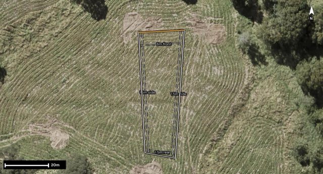Aerial of 7 Millwood Street, Nambour QLD 4560 with the lot and setbacks drawn on