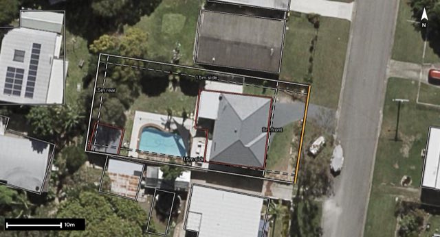 Aerial of 7 Upper Union Street, Deception Bay QLD 4508 with the block outlined