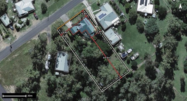 Aerial of 70 Beeston Drive, Fernvale QLD 4306 with the block outlined