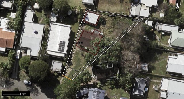 Aerial of 70 Hodgson Street, Zillmere QLD 4034 with the block outlined