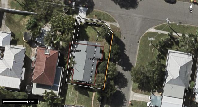 Aerial of 70 Stadcor Street, Wavell Heights QLD 4012 with the block outlined