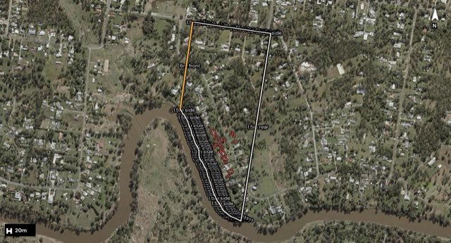 Aerial of 71-73 Elanora Way, Karalee QLD 4306 with the block outlined