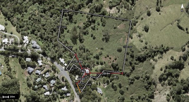 Aerial of 71 Main Street, Montville QLD 4560 with the block outlined