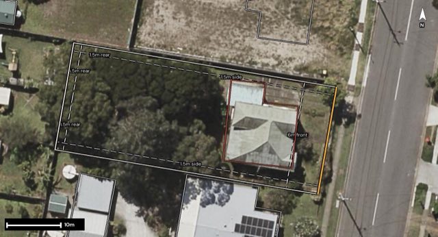 Aerial of 72 Bald Hills Road, Bald Hills QLD 4036 with the block outlined