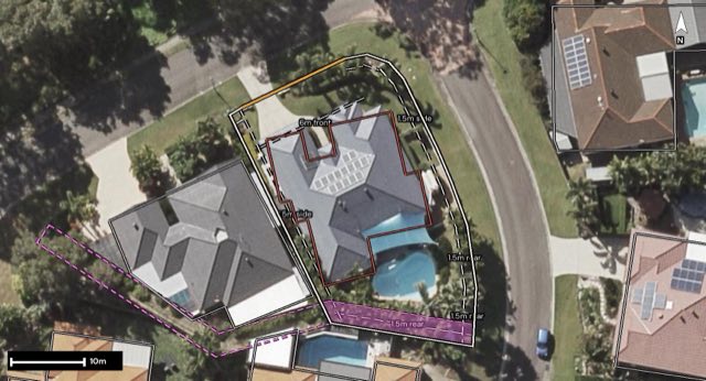 Aerial of 74 Boondooma Circuit, Albany Creek QLD 4035 with the block outlined