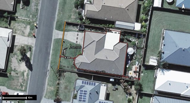 Aerial of 74 Highview Avenue, Gatton QLD 4343 with the block outlined