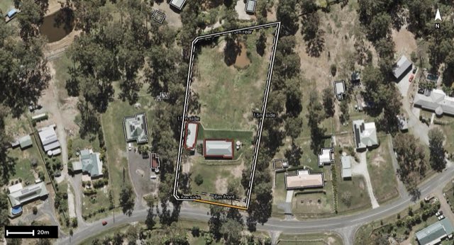 Aerial of 75-79 Ashwood Drive, Cedar Vale QLD 4285 with the block outlined