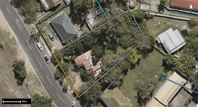 Aerial of 75 Station Road, Woodridge QLD 4114 with the block outlined