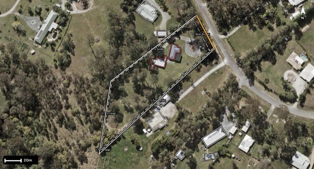 Aerial of 77-81 Sheils Road, Chambers Flat QLD 4133 with the block outlined