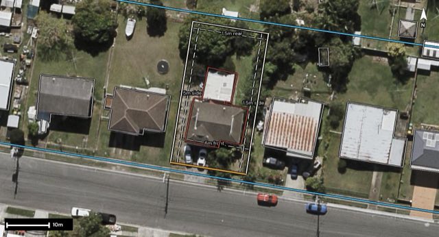 Aerial of 77 Ashton Street, Logan Central QLD 4114 with the block outlined