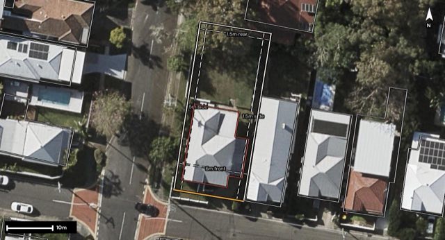 Aerial of 77 Fuller Street, Lutwyche QLD 4030 with the block outlined