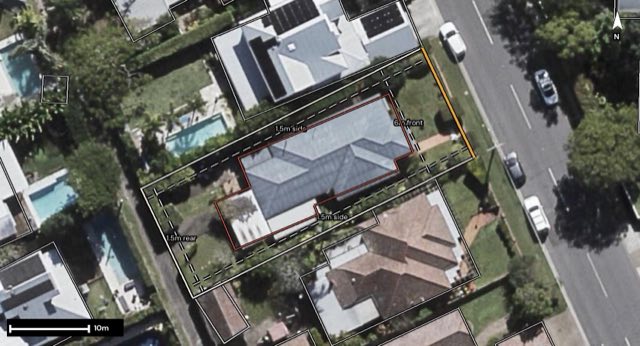 Aerial of 78 Glenlyon Drive, Ashgrove QLD 4060 with the block outlined
