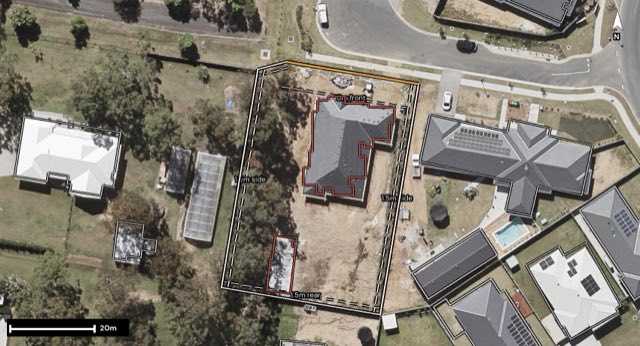 Aerial of 8-10 Hibiscus Place, Greenbank QLD 4124 with the block outlined