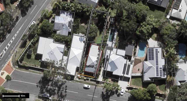 Aerial of 8 Ashgrove Crescent, Ashgrove QLD 4060 with the block outlined