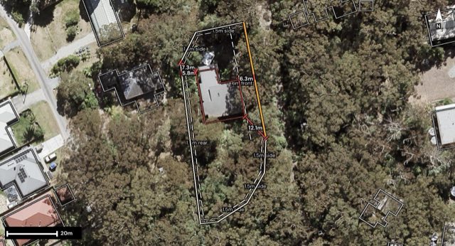 Aerial of 8 Banksia Road, Springbrook QLD 4213 with the block outlined