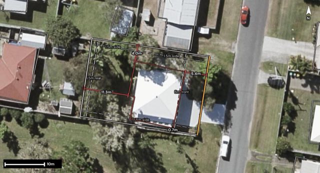 Aerial of 8 Blackbutt Street, Beerwah QLD 4519 with the block outlined