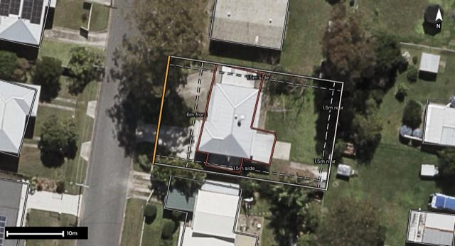 Aerial of 8 Bowden Street, Deception Bay QLD 4508 with the block outlined