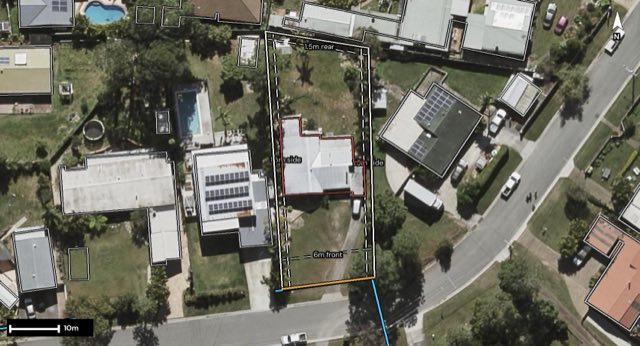 Aerial of 8 Clivia Crescent, Daisy Hill QLD 4127 with the block outlined