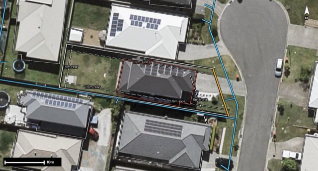 Aerial of 8 Koona Place, Hillcrest QLD 4118 with the block outlined