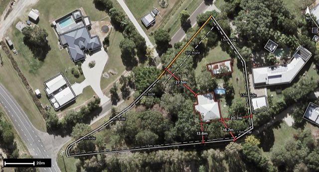 Aerial of 8 Littleridge Court, Doonan QLD 4562 with the block outlined