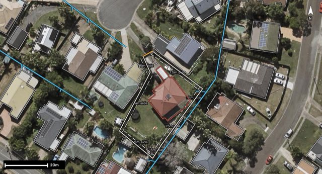 Aerial of 8 Lorisch Court, Mount Warren Park QLD 4207 with the block outlined