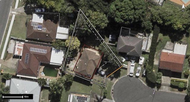 Aerial of 8 Miltara Street, Algester QLD 4115 with the block outlined