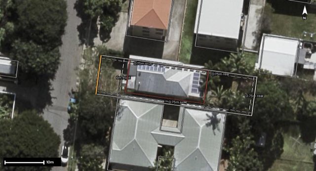 Aerial of 8 Norman Street, Ascot QLD 4007 with the block outlined