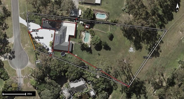 Aerial of 8 Norwood Court, Yatala QLD 4207 with the block outlined