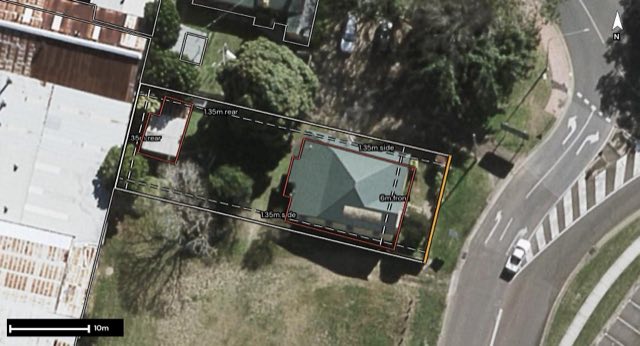 Aerial of 8 Olga Street, Ipswich QLD 4305 with the block outlined