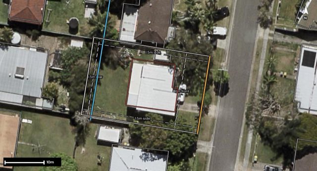 Aerial of 8 Poppy Street, Kingston QLD 4114 with the block outlined