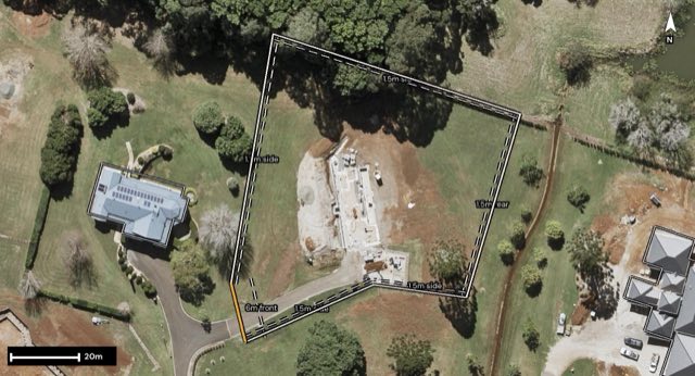 Aerial of 8 Silver Birch Lane, North Maleny QLD 4552 with the block outlined