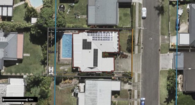 Aerial of 8 Westgate Avenue, Springwood QLD 4127 with the block outlined