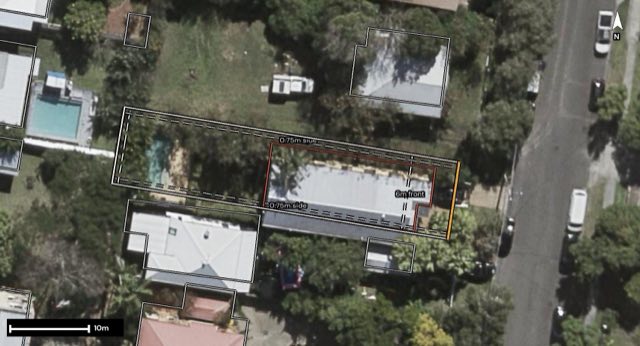 Aerial of 80 Bilyana Street, Balmoral QLD 4171 with the block outlined