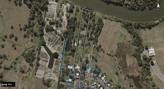 Aerial of 80 Spanns Road, Beenleigh QLD 4207 with the block outlined