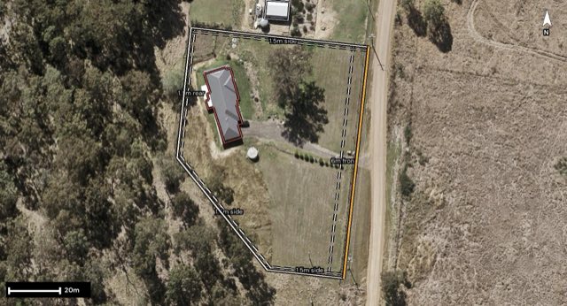 Aerial of 83 Mcguires Hut Road, South Ripley QLD 4306 with the block outlined