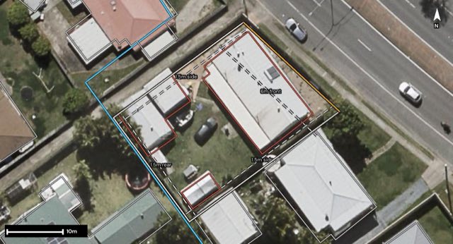 Aerial of 831 Kingston Road, Waterford West QLD 4133 with the block outlined