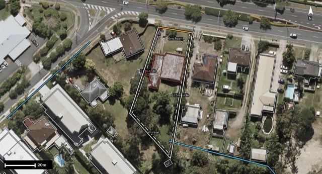 Aerial of 85 Bryants Road, Loganholme QLD 4129 with the block outlined