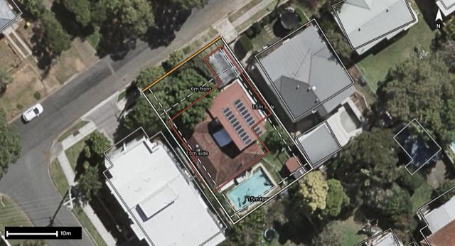 Aerial of 88 Middleton Street, Mount Gravatt QLD 4122 with the block outlined