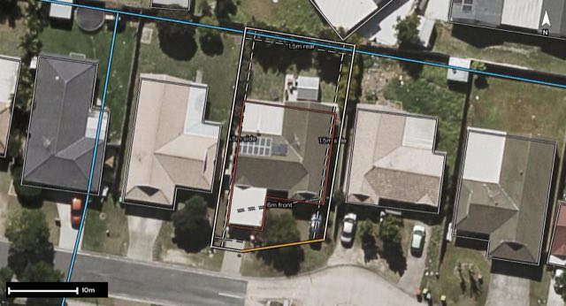 Aerial of 8A Houston Drive, Crestmead QLD 4132 with the block outlined