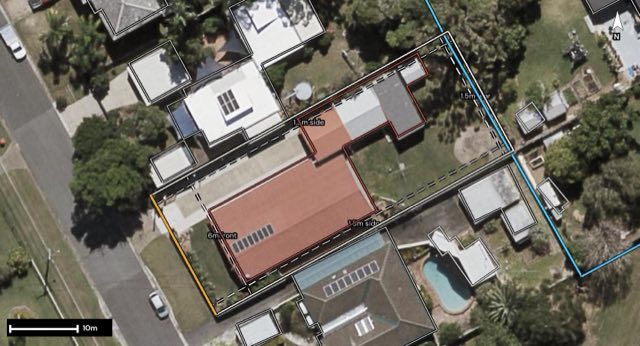 Aerial of 8B Woodview Street, Browns Plains QLD 4118 with the block outlined