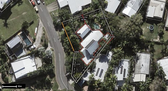 Aerial of 9 Bronzewing Avenue, Buderim QLD 4556 with the block outlined