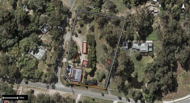 Aerial of 9-11 Enkleman Road, Yatala QLD 4207 with the block outlined