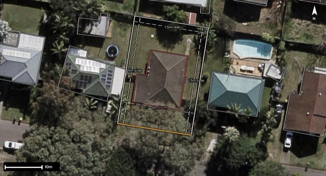 Aerial of 9 Barramay Street, Manly West QLD 4179 with the block outlined