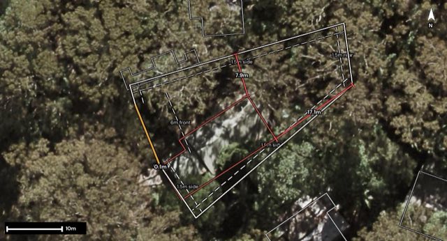 Aerial of 9 Mundora Road, Springbrook QLD 4213 with the block outlined