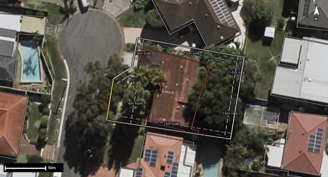 Aerial of 9 Skipton Street, Macgregor QLD 4109 with the block outlined