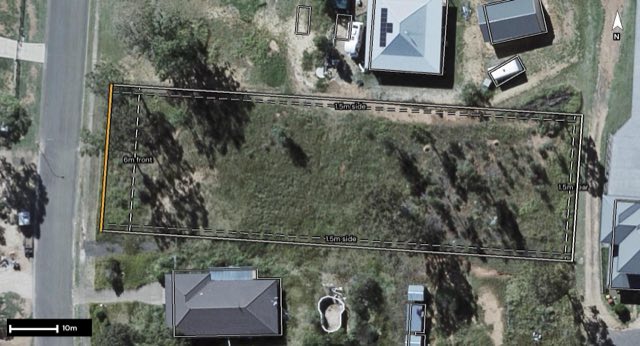 Aerial of 9 Spotted Gum Road, Gatton QLD 4343 with the block outlined