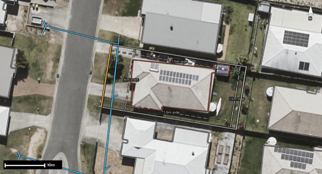 Aerial of 9 Voyager Street, Marsden QLD 4132 with the block outlined