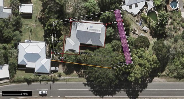 Aerial of 92 Perwillowen Road, Burnside QLD 4560 with the block outlined