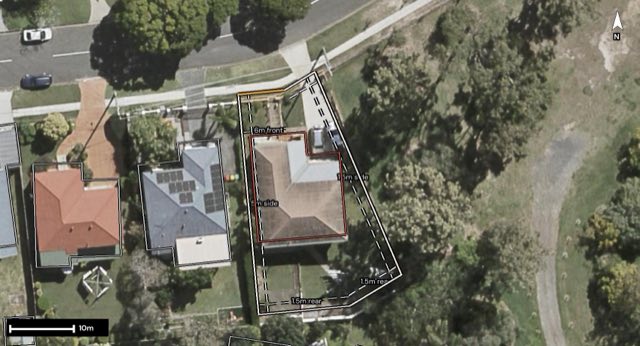 Aerial of 92 Pozieres Road, Tarragindi QLD 4121 with the block outlined